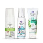 Ayouthveda Daily CTM Regimen For Dirt Free Clear Skin, Dark Spots - Deep Clean Foaming Face Wash(100ml) | Ocean Mist(100ml) | Ultra Hydrating Face Emulsion Cream With Aloe Vera & Coconut Water(60g) - Fast UK Delivery