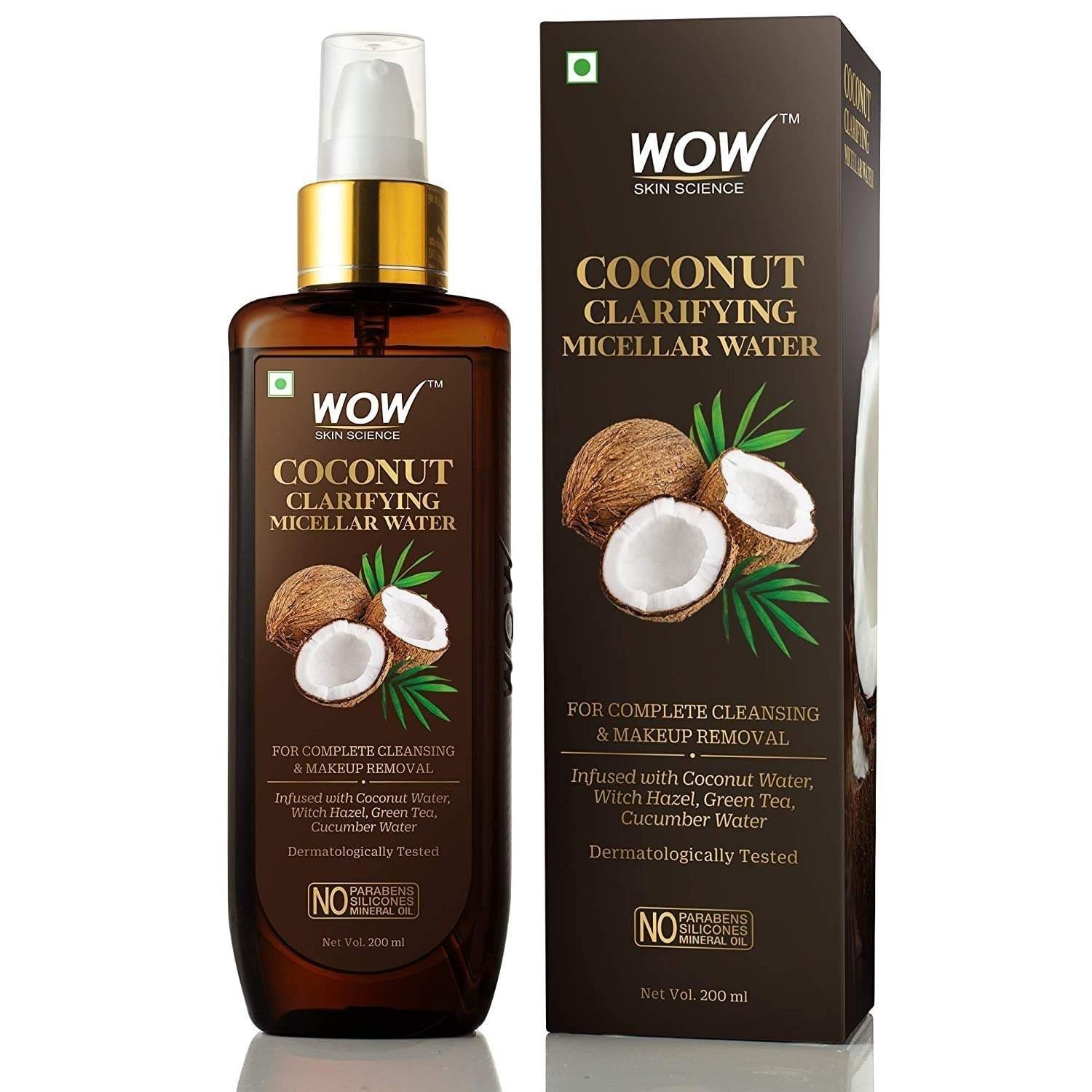 uk71XZkxhJFwL-1-1.jpg WOW Skin Science Coconut Clarifying Micellar Water for Complete Cleansing & Makeup Removal - For All Skin Types - No Parabens, Silicones & Mineral Oil, 200 ml - Fast UK Delivery - Image 1