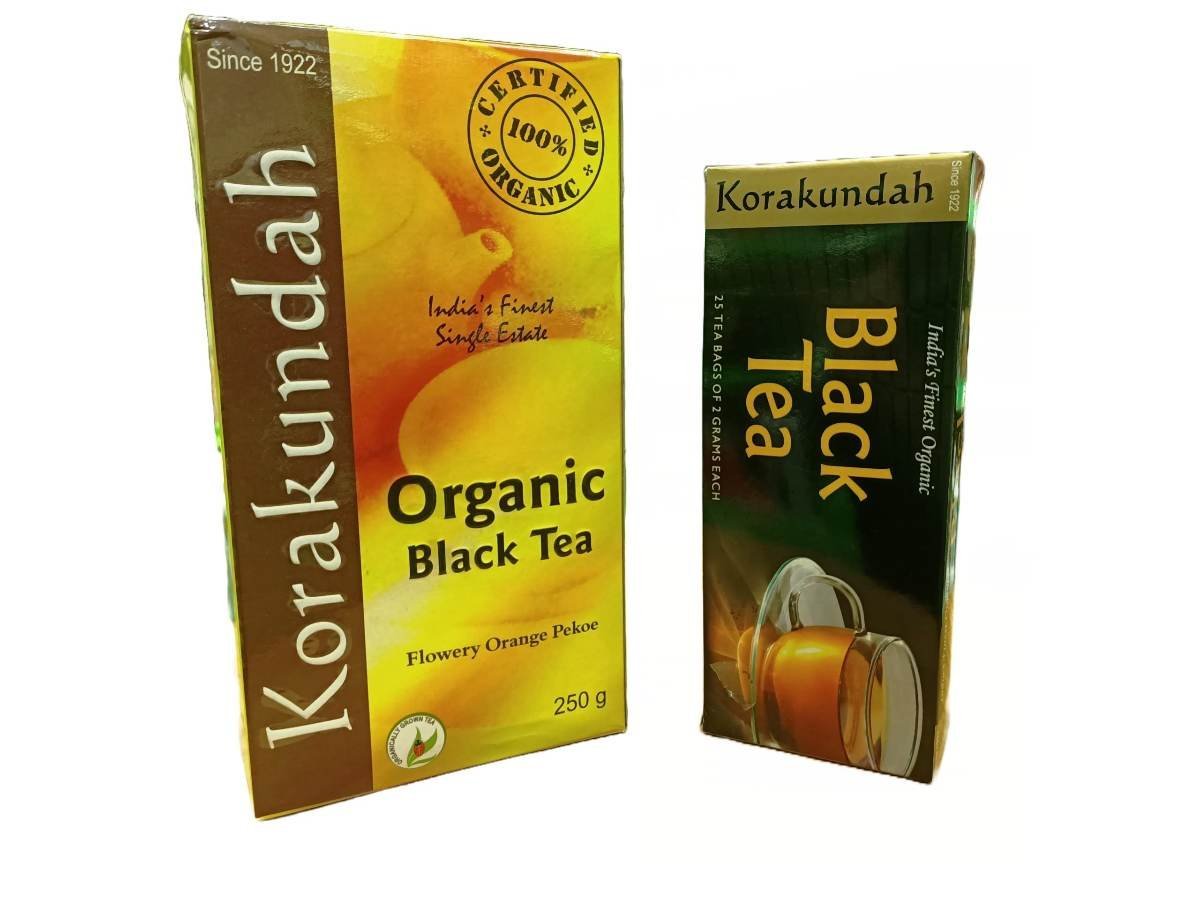 uk71Xenv0uiiL-1.jpg KORAKUNDAH Organic Black Tea FOP (Flowery Orange Pekoe) 250 g | KORAKUNDAH Organic Black Tea 25 Dip Bags | Pack of 2 | Total 300 g | India's Finest Chamraj Nilgiri Tea - Fast UK Delivery - Image 1