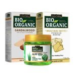 Indus Valley Bio Organic Non-Toxic Aloe Vera Gel + Sandalwood Face Pack + Multani Mitti Powder | Healing Clay | Bentonite Clay (175Ml +200G+200G) - Fast UK Delivery