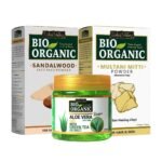 Indus Valley Bio Organic Non-Toxic Aloe Vera Gel + Sandalwood Face Pack + Multani Mitti Powder | Healing Clay | Bentonite Clay (175Ml +200G+200G) - Fast UK Delivery