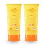 Aqualogica Glow+ Dewy Sunscreen SPF 50 PA++++ with Papaya & Vitamin C | For Oily, Combination & Dry Skin Type | UVA/B & Blue Light Protection | Fragrance-Free | For Men & Women | 80g x 2 - Fast UK Delivery
