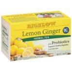 Bigelow Tea Lemon Ginger Plus Probiotics Herbal Tea With Freshness & Aroma Caffeine Free 18 Tea Bags Net Wt 1.31oz (37gm) - Fast UK Delivery
