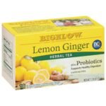 Bigelow Tea Lemon Ginger Plus Probiotics Herbal Tea With Freshness & Aroma Caffeine Free 18 Tea Bags Net Wt 1.31oz (37gm) - Fast UK Delivery