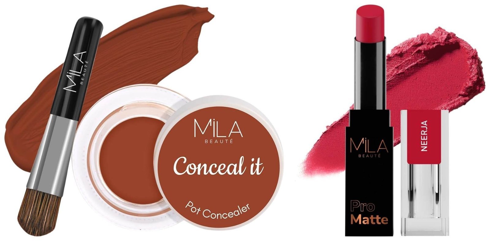 uk71YK09ghdAL-1-1.jpg MILA Beaute Pro Matte Lipstick | Creamy Matte Lipstick | Shade - Neerja, 4.2g Conceal It Pot Concealer For Face Makeup | Shade - (Orange Corrector, 4g) - Fast UK Delivery - Image 1