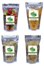 Organic Bites Combo of Golden Fingers/Mix Fryums/Wheel Shape Fryums/Jeera Rice Papad -800 gm - Fast UK Delivery