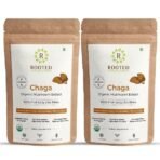 Rooted Actives Siberian Chaga Mushroom Capsules (60Gm) | Blood Sugar, Heart & Immunity | Usda Organic | 35% Beta Glucans | Certified Organic Siberian | Pack Of 2 - Fast UK Delivery