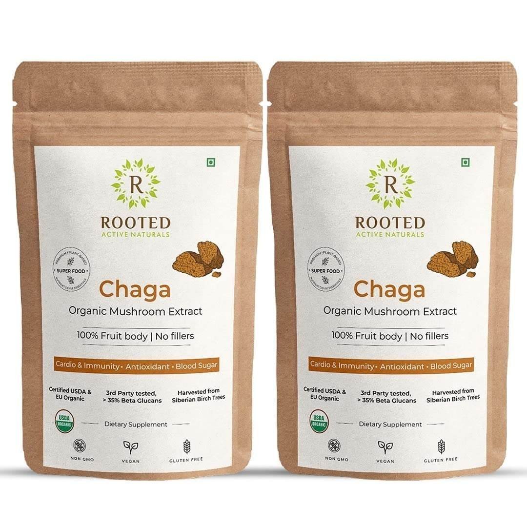 uk71YrYz2MSKL-1-1.jpg Rooted Actives Siberian Chaga Mushroom Capsules (60Gm) | Blood Sugar, Heart & Immunity | Usda Organic | 35% Beta Glucans | Certified Organic Siberian | Pack Of 2 - Fast UK Delivery - Image 1