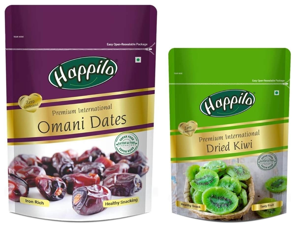 uk71Zb2omkIwL-1-1.jpg Happilo Premium International Dried Kiwi 200g & Happilo Premium International Omani Dates 250g - Fast UK Delivery - Image 1