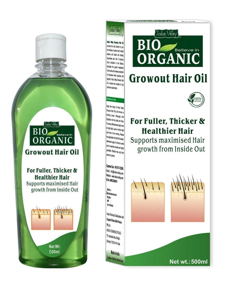 uk71ZjDP7sXTL-1-1.jpg INDUS VALLEY Bio Organic Growout Hair Oil for Hair Growth 100% Organic and vegan that combats dandruff, flaky scalp, frizz and split ends -500ml - Fast UK Delivery - Image 1