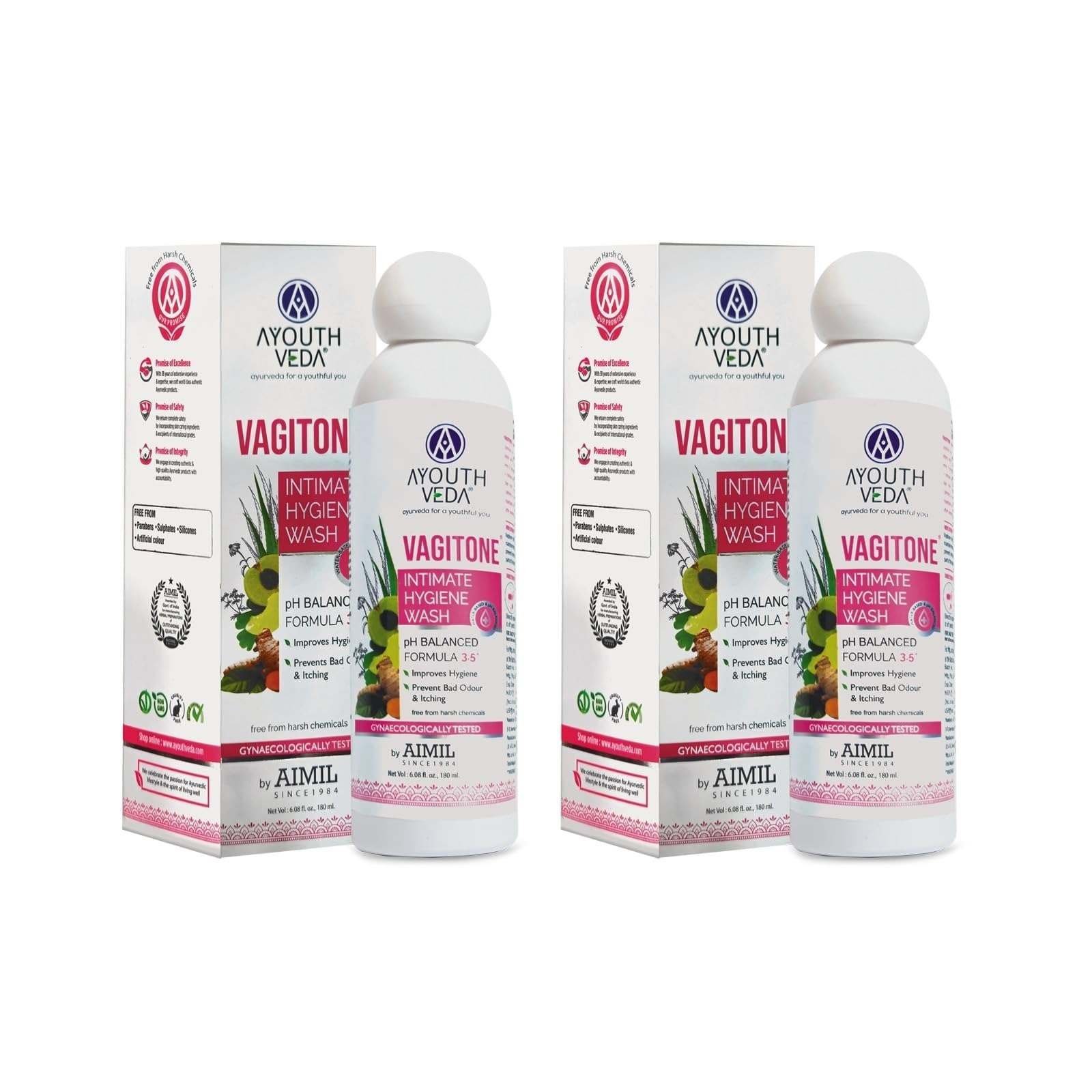 uk71b-xPW458L-1-1.jpg Ayouthveda Vagitone Intimate Hygiene Wash For Women | Enriched With Aloe Vera, Amla & Green Tea | PH Balancing Formula, Prevents Dryness, Itchiness & Bad Odor (Pack Of 2-180ml each) - Fast UK Delivery - Image 1