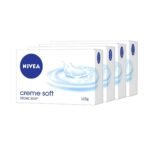 NIVEA Soap, Creme Soft, For Hands And Body, 125g (4 Pieces) - Fast UK Delivery