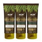 WOW Skin Science Anti Acne Neem Face Wash|Neem Leaf Extract, Tea Tree Oil|For Pimples|All Skin Types|Bright, Clear Skin|Paraben & Sulphates Free|100 ml|Pack of 3 - Fast UK Delivery
