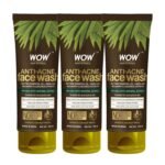 WOW Skin Science Anti Acne Neem Face Wash|Neem Leaf Extract, Tea Tree Oil|For Pimples|All Skin Types|Bright, Clear Skin|Paraben & Sulphates Free|100 ml|Pack of 3 - Fast UK Delivery