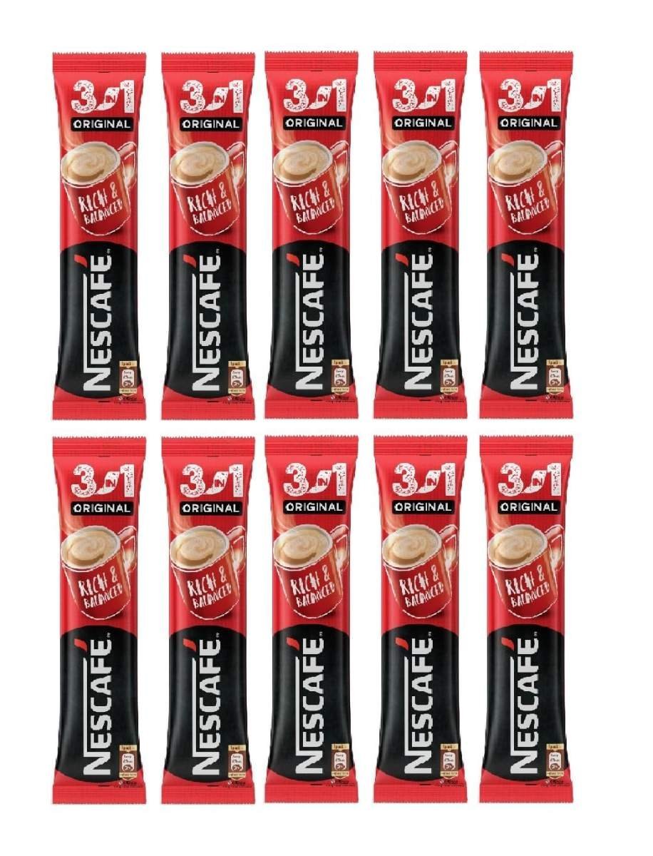 uk71bJ4wHaVVL-1.jpg Nescafe 3 In 1 Original 10 Sachets Each Instant Coffee 17.5Gm - Powder - Fast UK Delivery - Image 1