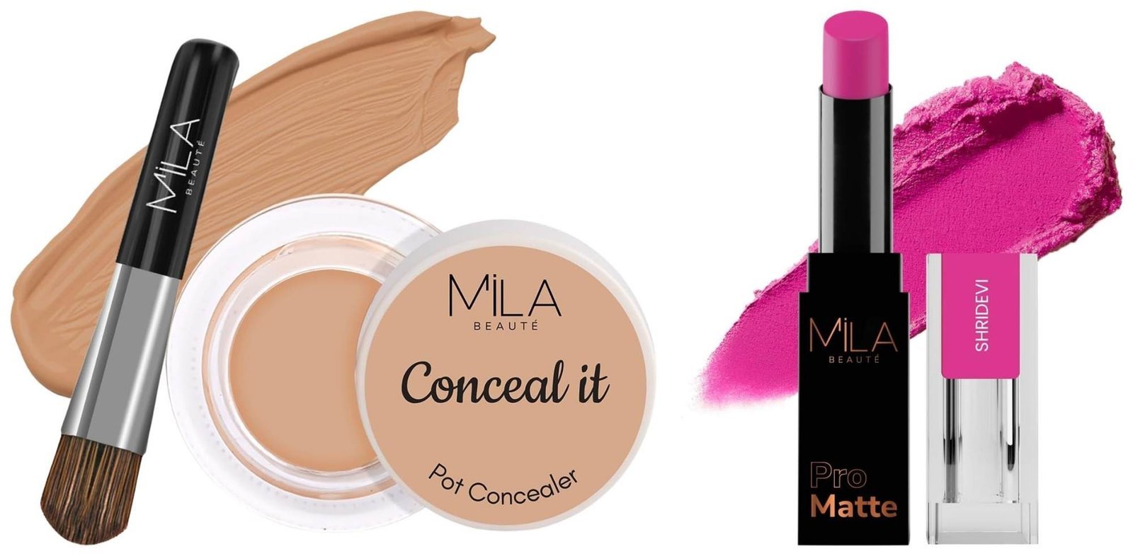 uk71cYpDsLbjL-1-1.jpg MILA Beaute Pro Matte Lipstick | Creamy Matte Lipstick | Shade - Shridevi, 4.2g Conceal It Pot Concealer For Face Makeup | Shade - (Hazelnut, 4g) - Fast UK Delivery - Image 1