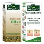 INDUS VALLEY 100% Organic Olive Oil Massage Oil & Growout Hair Oil (100ml+100ml= 200ml) - Fast UK Delivery