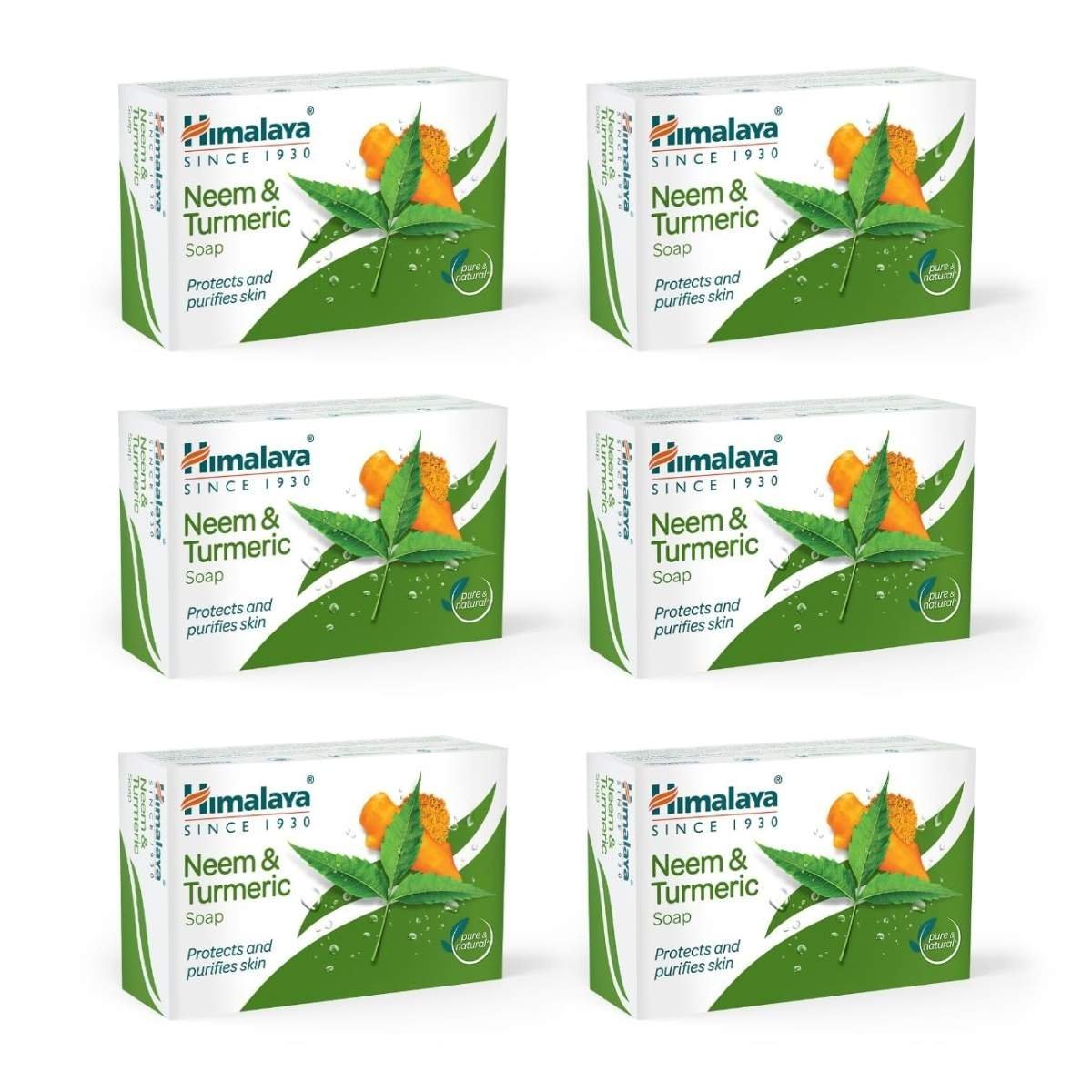 uk71cbt7TSrAL-1-1.jpg Himalaya Herbals Neem And Turmeric Soap, 125g (Pack Of 6) - Fast UK Delivery - Image 1