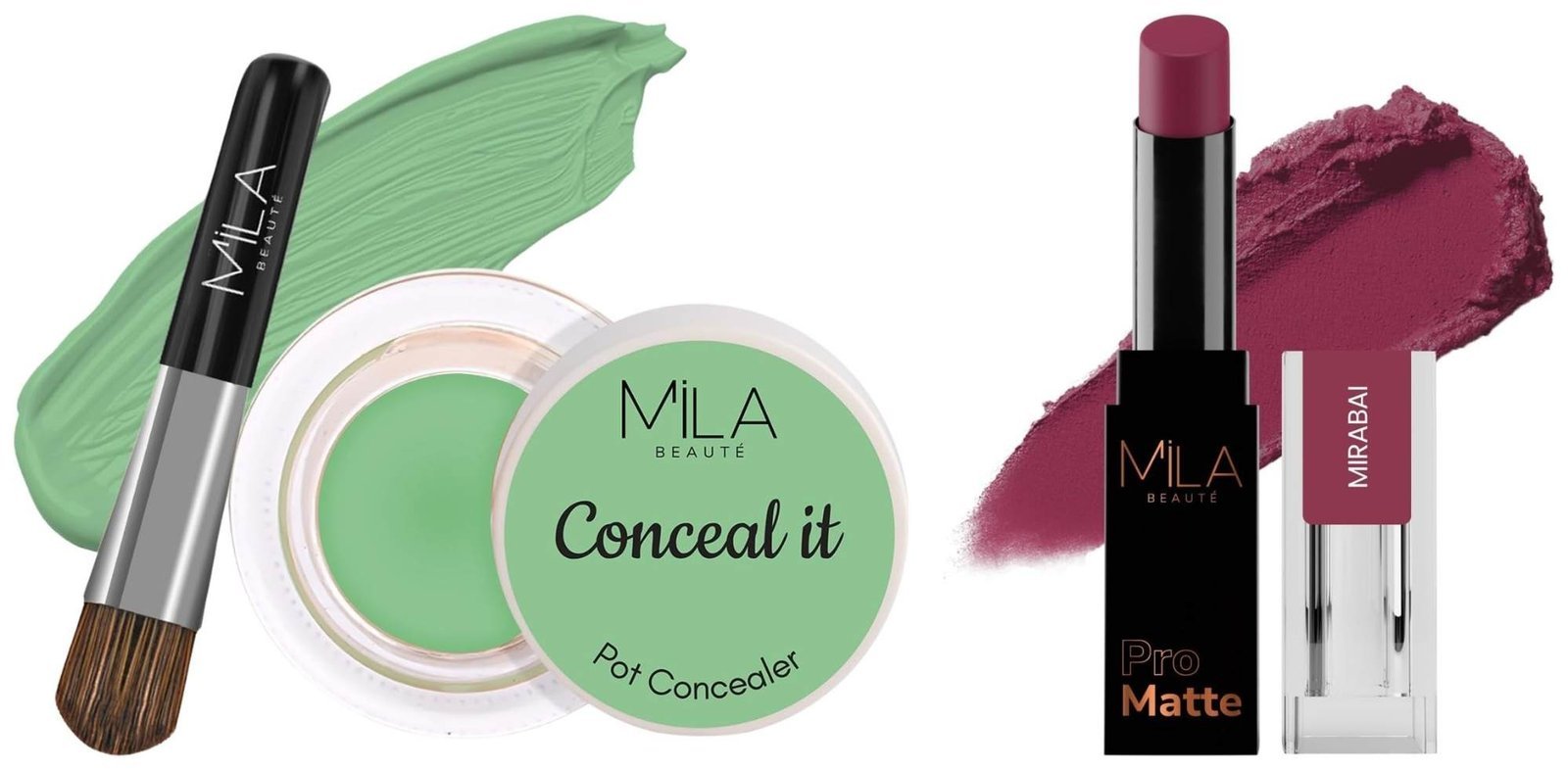 uk71ccke4YIML-1-1.jpg MILA Beaute Pro Matte Lipstick | Creamy Matte Lipstick | Shade - Mirabai, 4.2g Conceal It Pot Concealer For Face Makeup | Shade - (Green Corrector, 4g) - Fast UK Delivery - Image 1