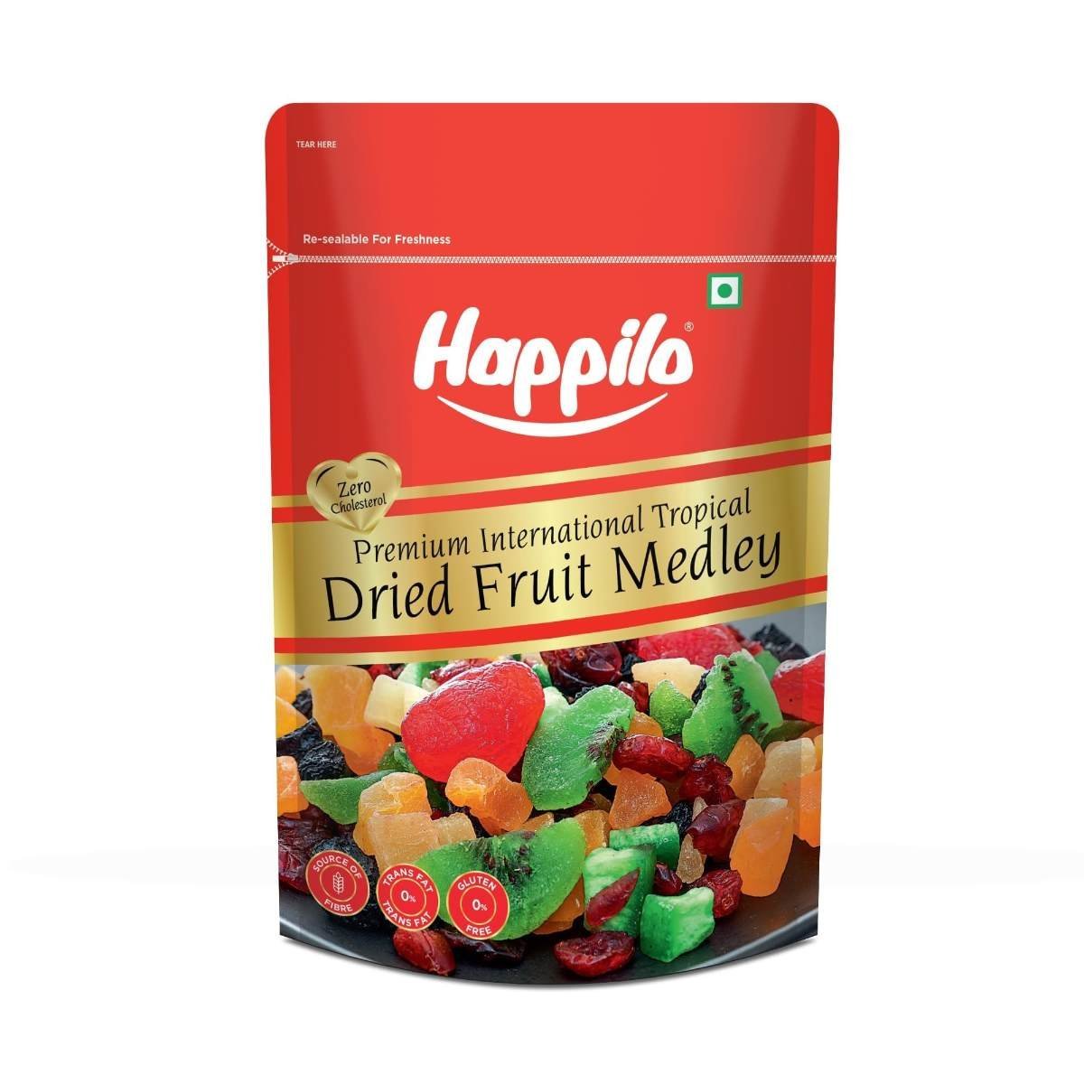 uk71cf2iYS8dL-1-1.jpg Happilo Premium International Dried Tropical Fruit Medley 200g | Wholesome & Vitamin Rich Healthy Snack | No Artificial Colors, Gluten Free, No Preservatives - Fast UK Delivery - Image 1