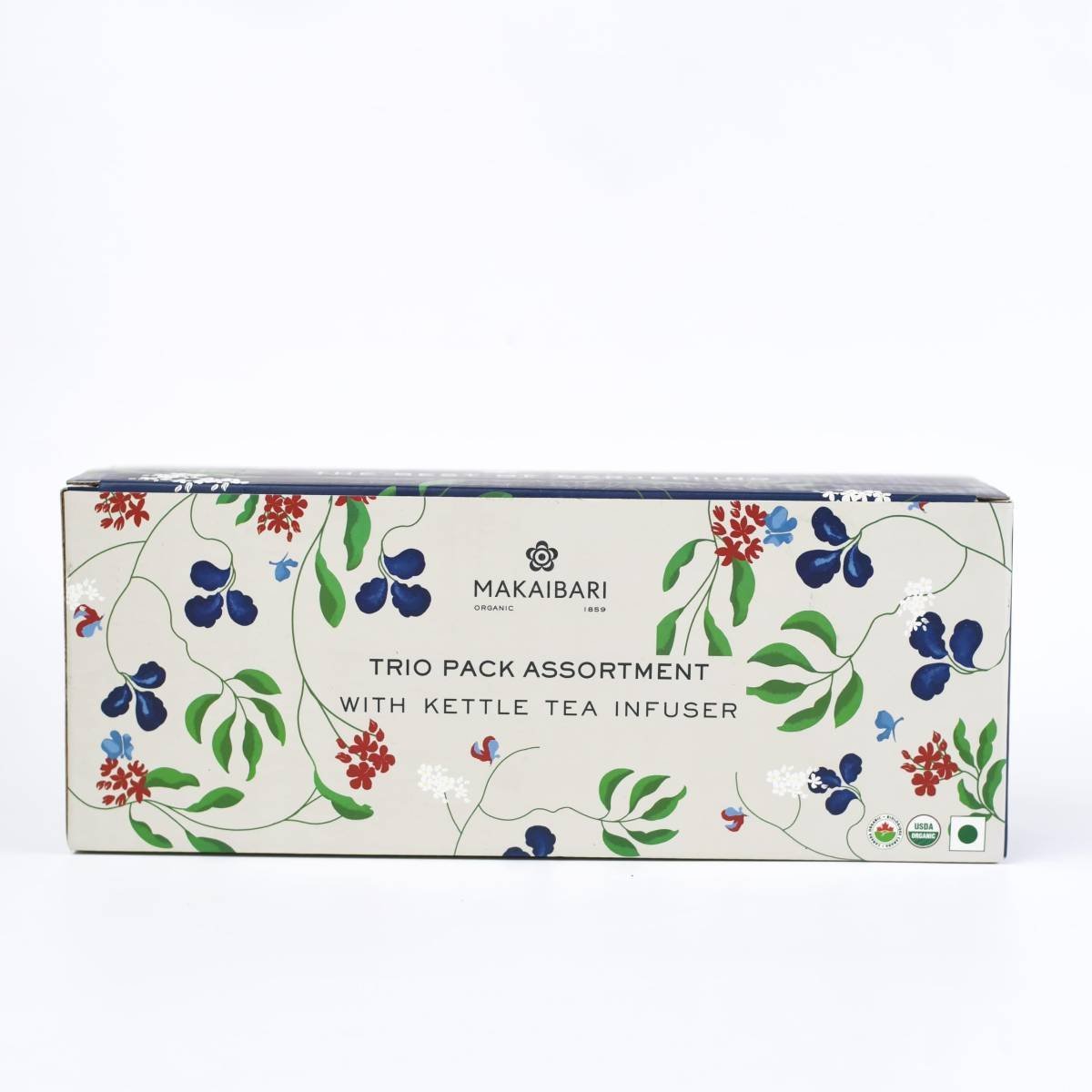uk71cw4Oa7bLL-1-1.jpg Makaibari Gift Pack Trio Assortment with Infuser | Pack Of 3 Loose Teas in Metal Caddy + 1 Kettle Tea Infuser (1pc Himalayan Spring, 1pc Silver Green & 1pc Summer Solstice Muscatel) | - Fast UK Delivery - Image 1