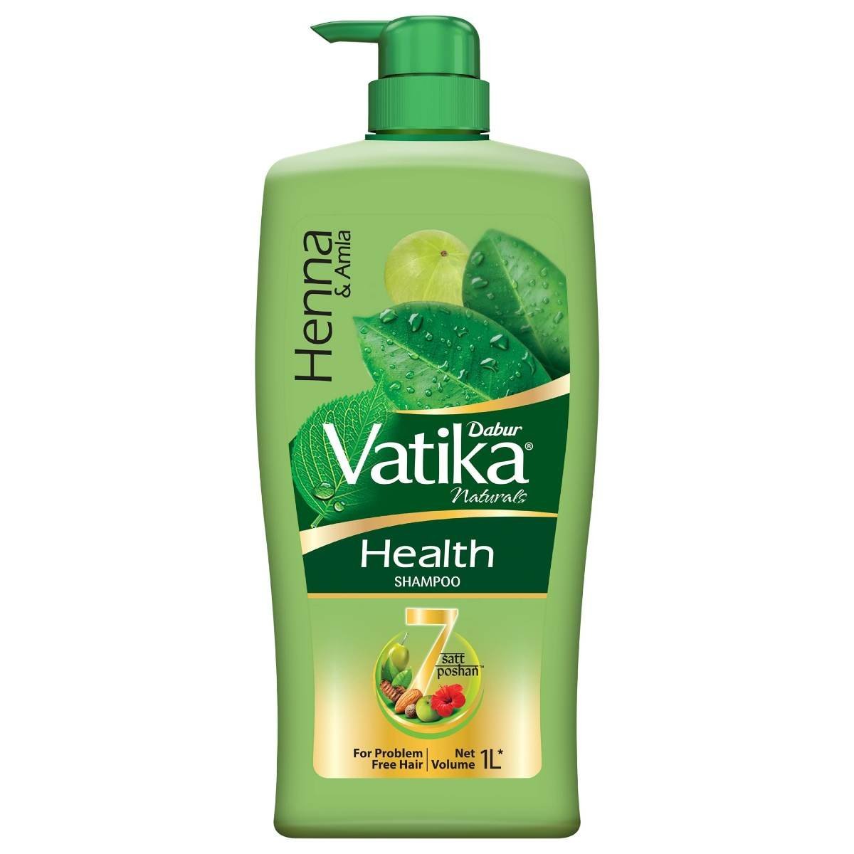 uk71d1tGOb9S.jpg Dabur Vatika Health Shampoo - 1L | With 7 natural ingredients | For Smooth, Shiny & Nourished Hair | Repairs Hair damage, Controls Frizz | For All Hair Types | Goodness of Henna & Amla - Fast UK Delivery - Image 1