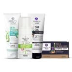 Ayouthveda Personal Care Combo - Deep Clean Foaming Face Wash 100ml | Ultra Hydrating Face Emulsion Cream With Aloe Vera & Coconut Water 60g | Charcoal Facewash 100ml | Nuts and Saffron Solid Soap 100g - Fast UK Delivery