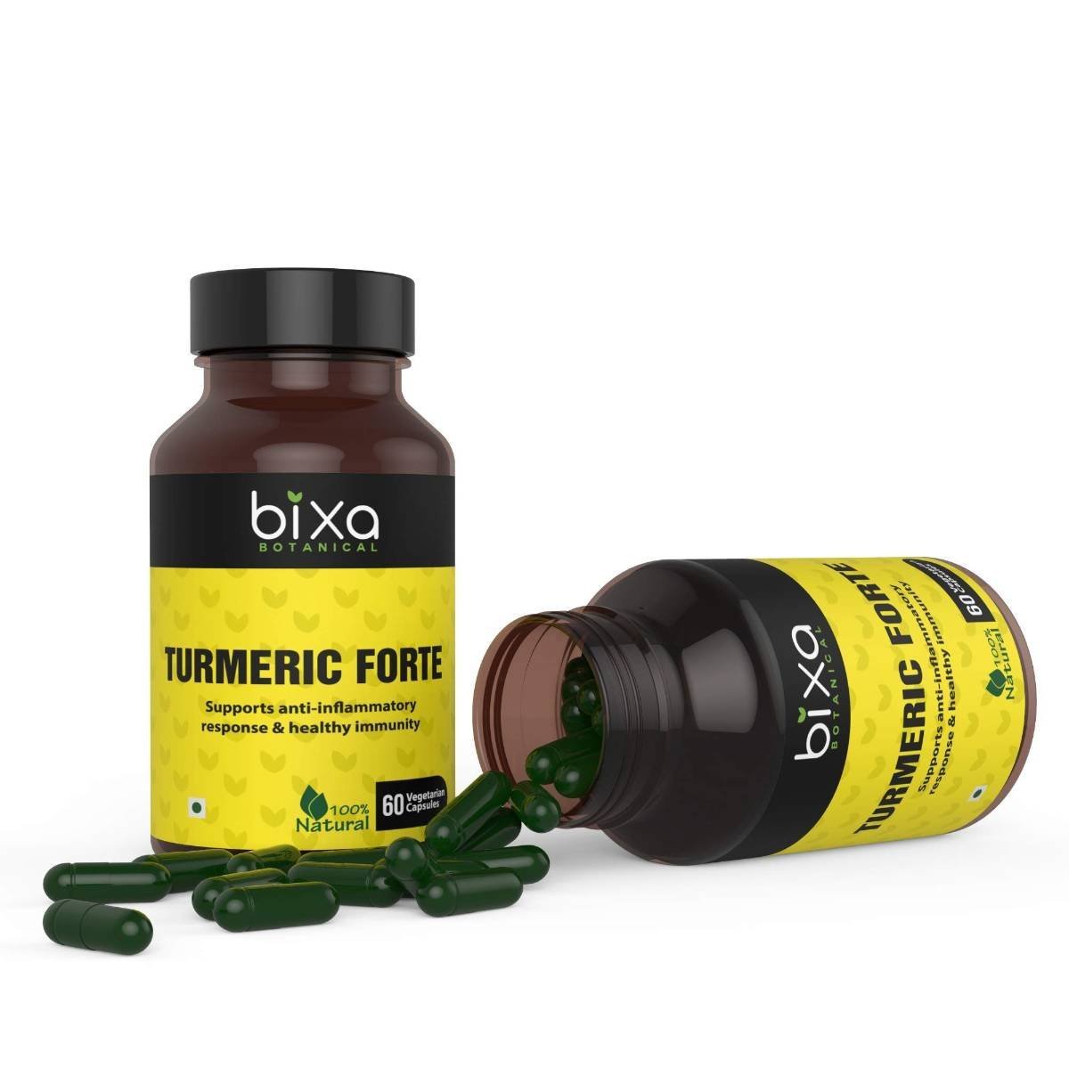uk71dOvB-nDaL-1-1.jpg Bixa Botanical TURMERIC FORTE Curcumin Capsules with Organic pepper and Turmeric | Supports Healthy immunity 60 veg capsules (450mg) Pack of 1 - Image 1