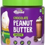 ALPINO Chocolate Peanut Butter Smooth - Roasted Peanuts, Chocolate Paste, Brown Sugar & Sea Salt - 24g Protein, Gluten Free Plant Based Peanut Butter Creamy (400 G) - Fast UK Delivery