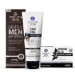 Ayouthveda Ultra Men Combo For Dirt Free Clear Skin, Dark Spots, Refreshes Complexion - Charcoal Face Wash (100ml) | Ph Wash(180ml) | Charcoal Soap(110g) - Fast UK Delivery