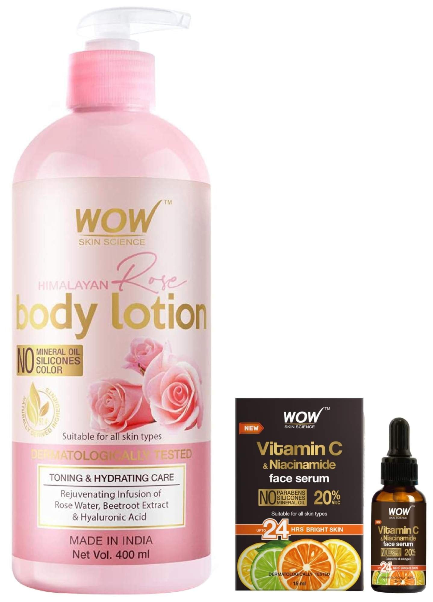 uk71eyK4k5BvL-1-1.jpg WOW Skin Science Brightening 20% Vitamin C Face Serum & WOW Skin Science Himalayan Rose Body Lotion For Light Hydration - Normal To Oily Skin - with Rose Water - Fast UK Delivery - Image 1