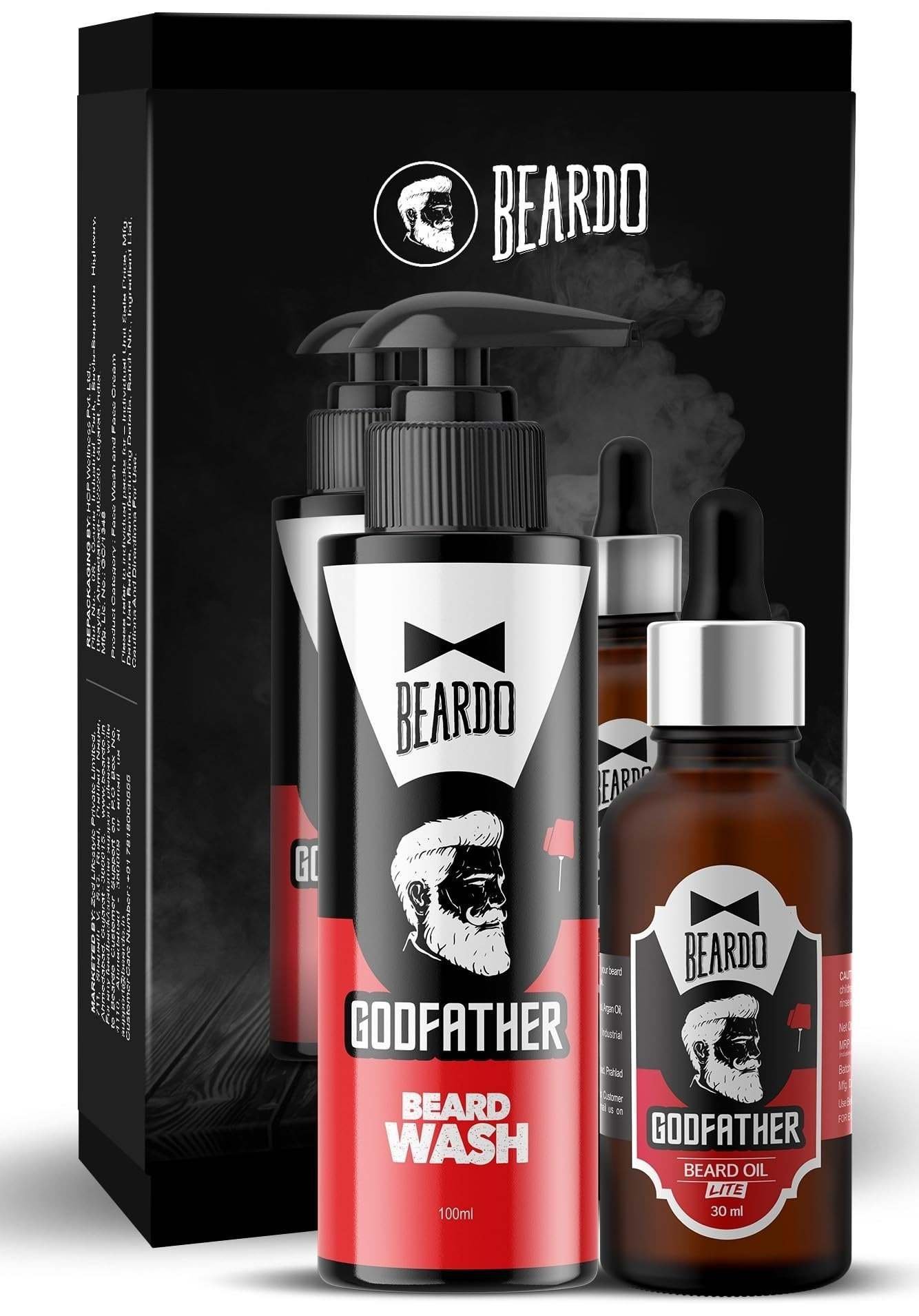 uk71f52zRNB9L-1-1.jpg BEARDO Godfather Combo Beard Oil and Beard Wash For Men | Nourishment Cleanses | Purifying & Hydrating Skin Cleaner With Avocado, Argan Oil | Shiny Patchy & Fast Beard Growth - Fast UK Delivery - Image 1