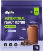 Alpino Supernatural Peanut Protein Powder Dark Chocolate 1kg - 100% Plant-Based, High-Performance Protein - 24g Protein, 5.1g BCAAs, No Added Sugar, Gluten-Free, Non-GMO, Vegan - Fast UK Delivery