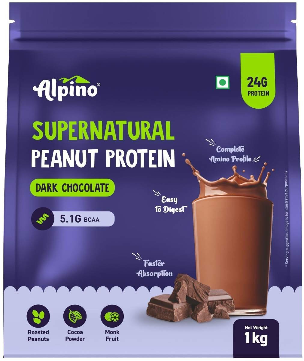 uk71fN-z0CLtL-1.jpg Alpino Supernatural Peanut Protein Powder Dark Chocolate 1kg - 100% Plant-Based, High-Performance Protein - 24g Protein, 5.1g BCAAs, No Added Sugar, Gluten-Free, Non-GMO, Vegan - Fast UK Delivery - Image 1
