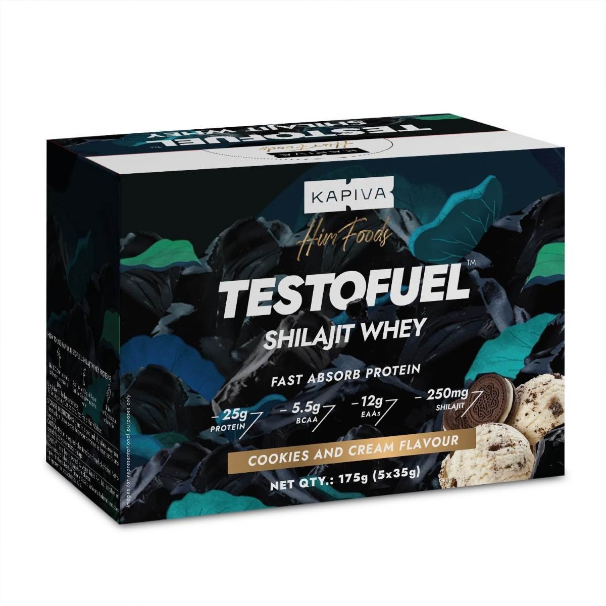 uk71gas-yUpOL-1.jpg Kapiva Testofuel Shilajit Whey Protein (5x35g) | 5 Sachet Travel Pack | Cookies & Cream | Faster Absorption with Digezyme blend | WADA Compliant | 25g protein - Fast UK Delivery - Image 1