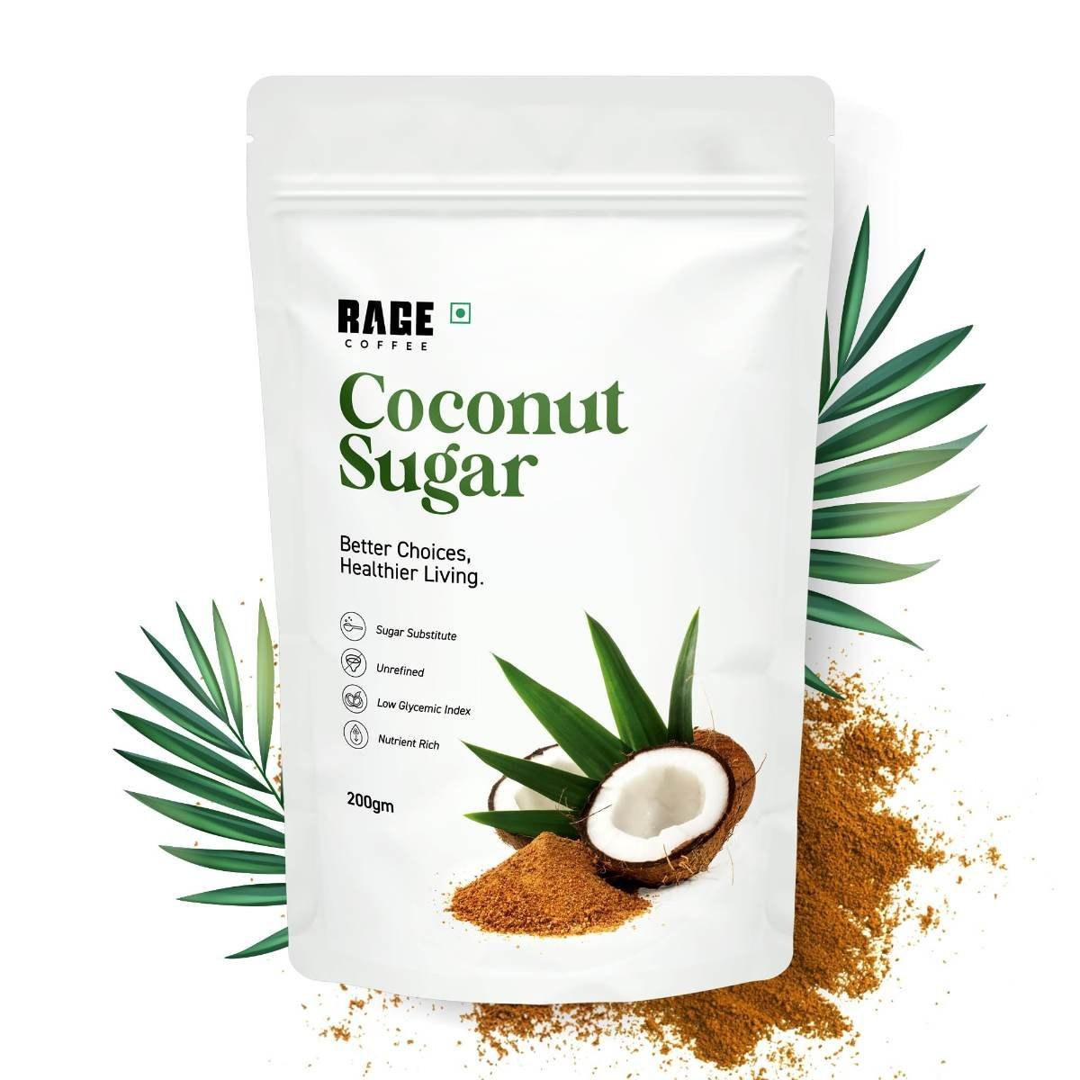uk71gvIKiCAL-1.jpg Rage Coffee Coconut Sugar 200g - Natural and Healthy Replacement for Sugar - Refined Taste | Unprocessed Sweetener | Guilt-Free Lifestyle - Fast UK Delivery - Image 1