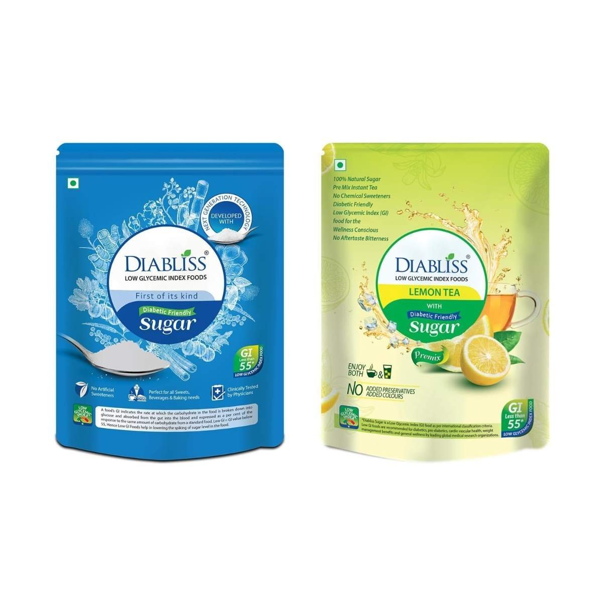 uk71h5rMBBqsL-1-1.jpg DiaBliss Diabetic Friendly Herbal Cane Sugar 500g Pouch + Herbal Diabetic Friendly Lemon Tea 500g Pouch - Image 1