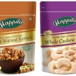 Happilo 100% Natural Premium Whole Cashews, 200g & Deluxe 100% Natural Kashmiri Walnut Kernels, 200g Combo - Fast UK Delivery