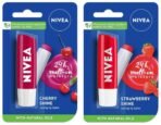 NIVEA Lip Balm, Fruity Cherry Shine And NIVEA Lip Balm, Fruity Strawberry Shine,4.8 g (Pack of 2) - Fast UK Delivery
