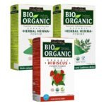 INDUS VALLEY Bio Organic Natural Hibiscus Powder For Dry Hair| Rosa-Sinensis With Herbal Henna Powder Set Of 2 For Hair Care (100G*3=300G), 2 Count - Fast UK Delivery