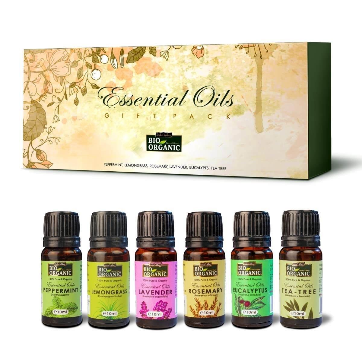 uk71hwgmtn69L-1-1.jpg INDUS VALLEY 100% Pure Essential Oils Gift Pack - Peppermint oil,Lemongrass oil, Rosemary oil,Lavender oil,Eucalyptus oil,Tea Tree oil - 10ml * 6=60ml (Pack of 6) - Fast UK Delivery - Image 1