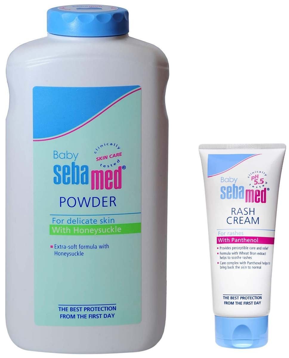 uk71i5N8cUeYL-1-1.jpg Sebamed Baby Powder with Honeysuckle 200g & Sebamed Baby Rash Cream, 100ml - Fast UK Delivery - Image 1