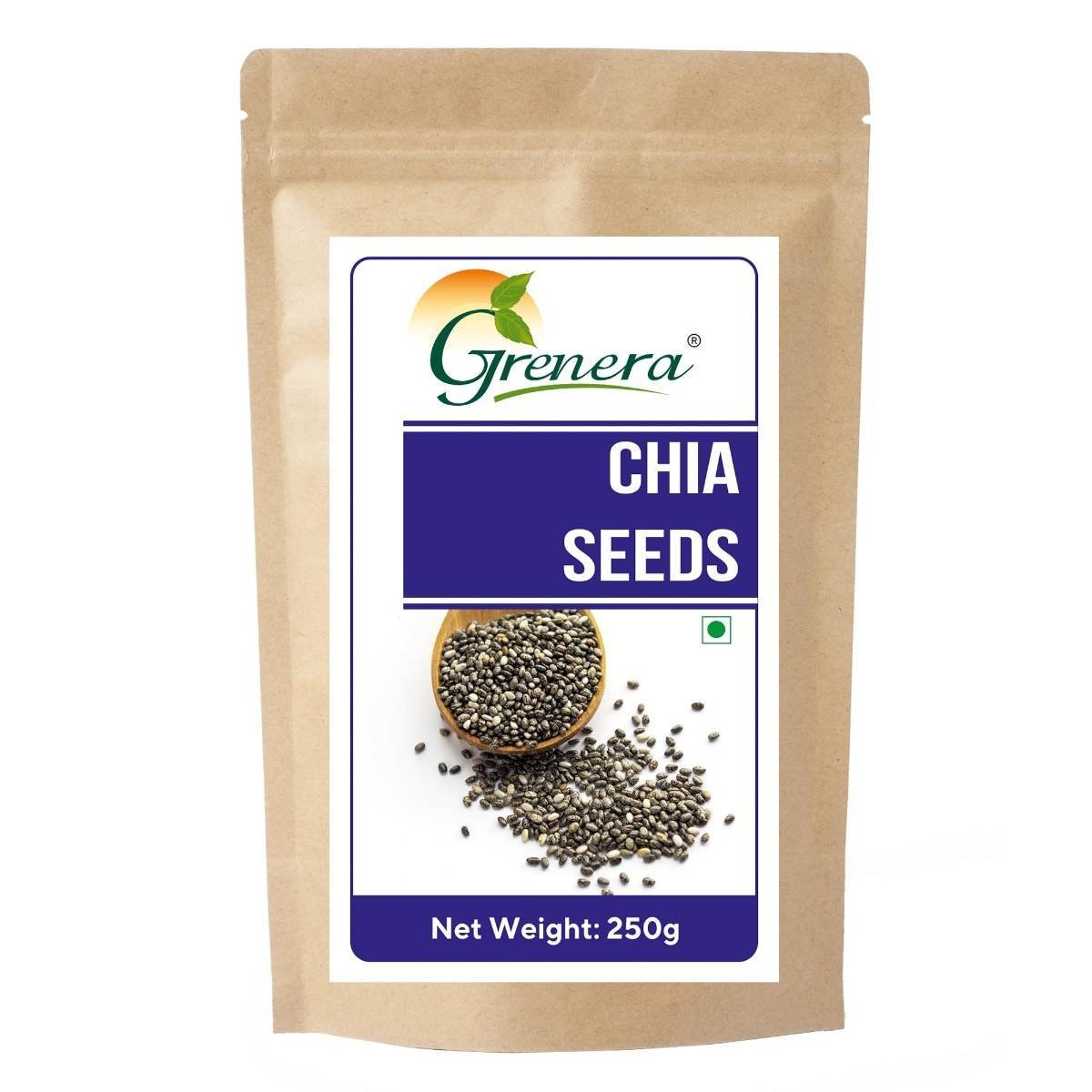 uk71i8HwNq67L-1.jpg Grenera Chia Seeds 250 grams for Weight Loss, Diet Snack, Unroasted, Rich in Omega 3 - Fast UK Delivery - Image 1