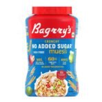 Bagrry's No Added Sugar muesli 1kg| Diet Friendly Muesli with No Added Sugar, Plant Based Muesli | 90% Multi Grains, 60% Fibre Rich Oats with Bran | Whole Grain Breakfast Cereal | Helps Manage Weight | Plant Based - Fast UK Delivery