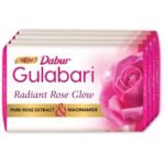 Dabur Gulabari Pure Rose Soap 150g (Pack of 4) | Moisturizing Bathing Soap for Radiant Rose Glowing Skin & Body | Pure Rose Extract, Glycerine & Niacinamide | Long Lasting Fragrance | For Men & Women - Fast UK Delivery
