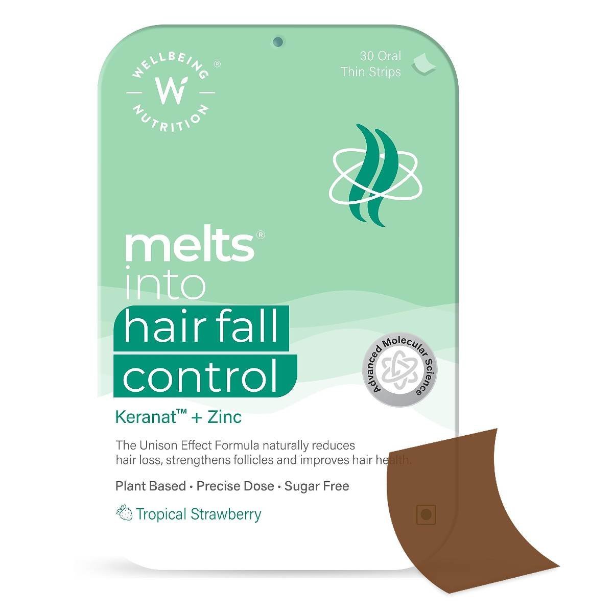 uk71iryGbHcnL-1.jpg Wellbeing Nutrition Melts Hair Fall Control | Keranat & Zinc- Plant-Based Hair Loss Support to Improve Hair Anchoring, Nourish Follicles, Improve Volume & Thickness (30 oral strips) - Image 1