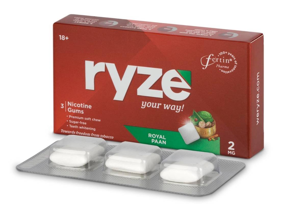 uk71j5e5J1AL-1.jpg Ryze Royal Paan Nicotine Gum 2 gm | Pocket-Friendly Pack of 10 (30 gums) | Freedom from Smoking & Tobacco | Easy on Throat | WHO & FDA Approved | Sugar Free | Teeth Whitening - Image 1