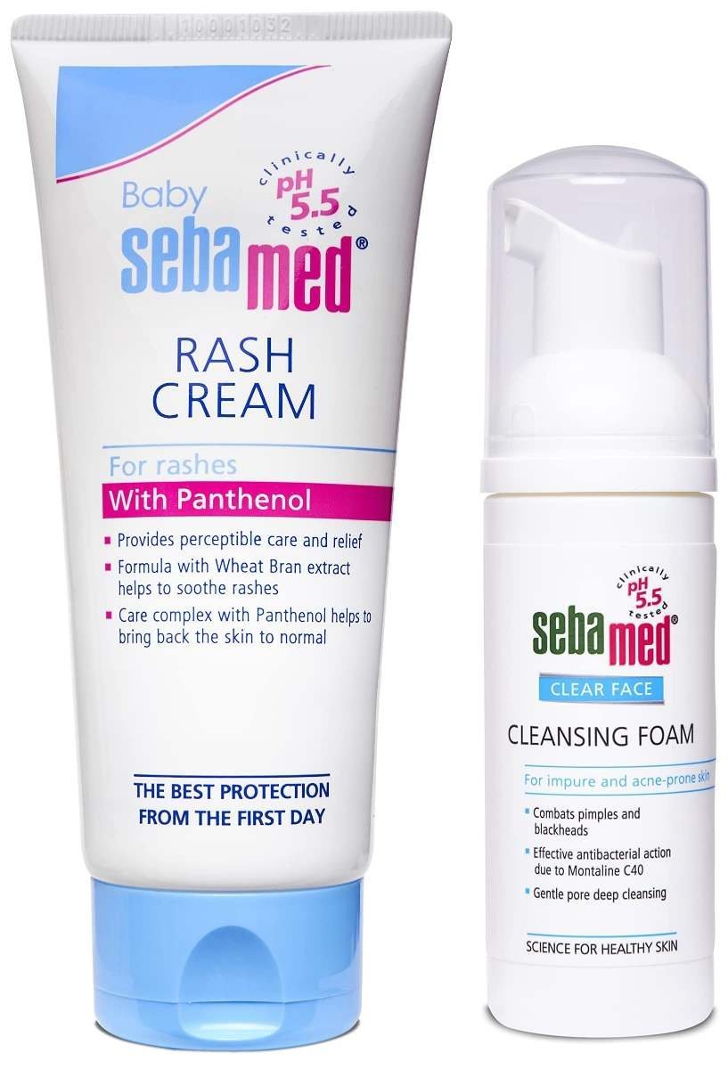 uk71jCFJV7U2L-1-1.jpg Sebamed Baby Rash Cream, 100ml & Sebamed Clear Face Foam, 50ml - Fast UK Delivery - Image 1