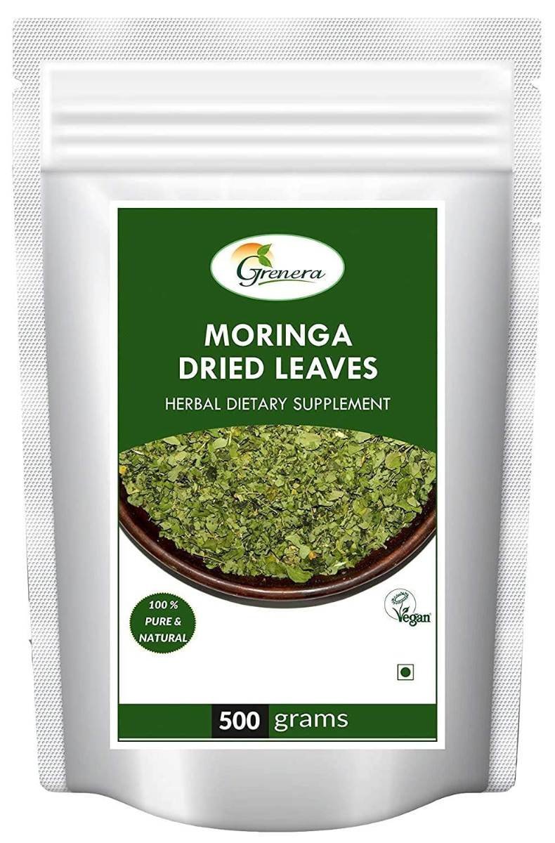uk71jGXZ6gP6S-1.jpg Grenera Moringa Leaves (Drumstick) Dried 500 gram | For making herbal tea, smoothies, soup, salads, curries - Image 1
