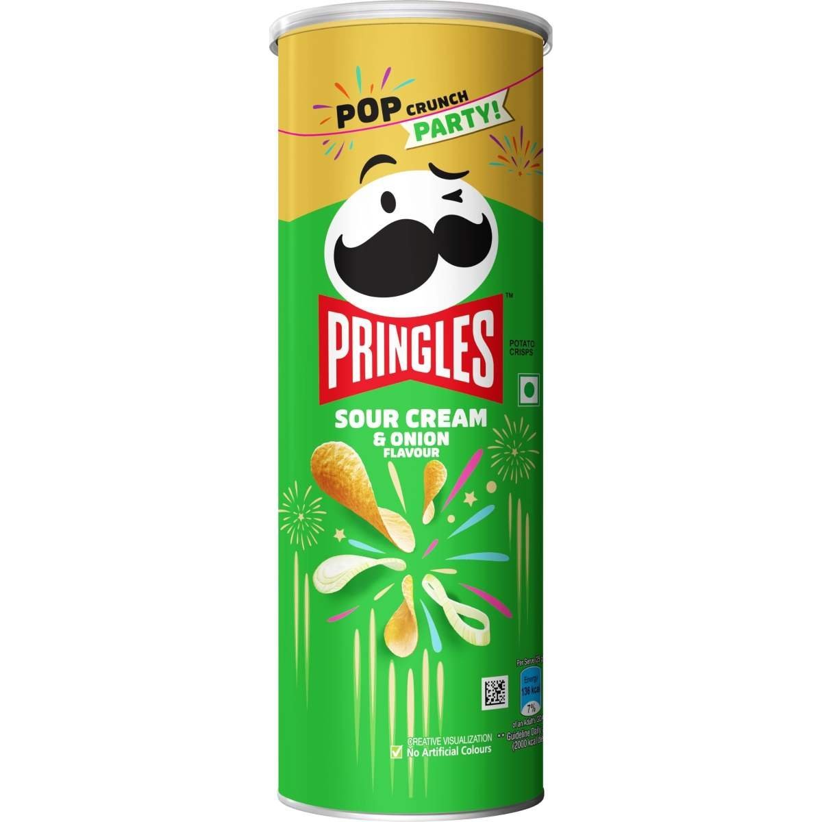 uk71jlQs3oAkL-1-1.jpg Kellogg's Pringles Sour Cream & Onion Jar, Potato Chip, 107 Gram - Sour Cream & Onion - Fast UK Delivery - Image 1